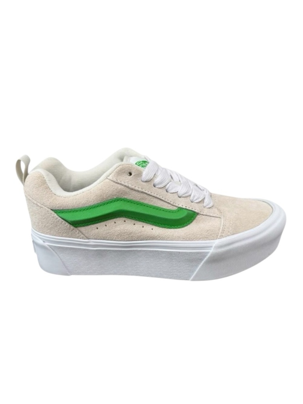 Vans Knu Stack Platform Sneakers Cream Suede Lime Stripe Women’s Size 7.5